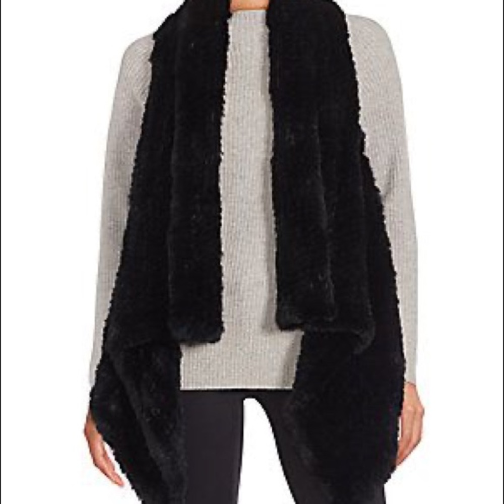 Saks Fifth Avenue Black Label Asymmetrical Rabbit Fur Vest